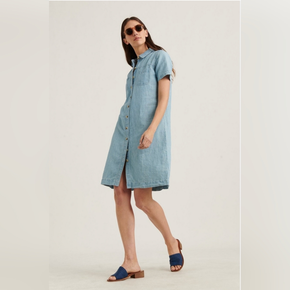 LUCKY BRAND* 2pkt size S round hem button front short sleeve collared shirt dres